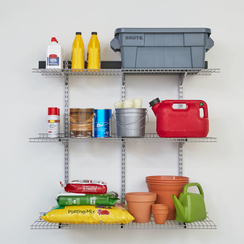 Rubbermaid Garage FastTrack Rail Shelf Kit, 16-Piece, Black