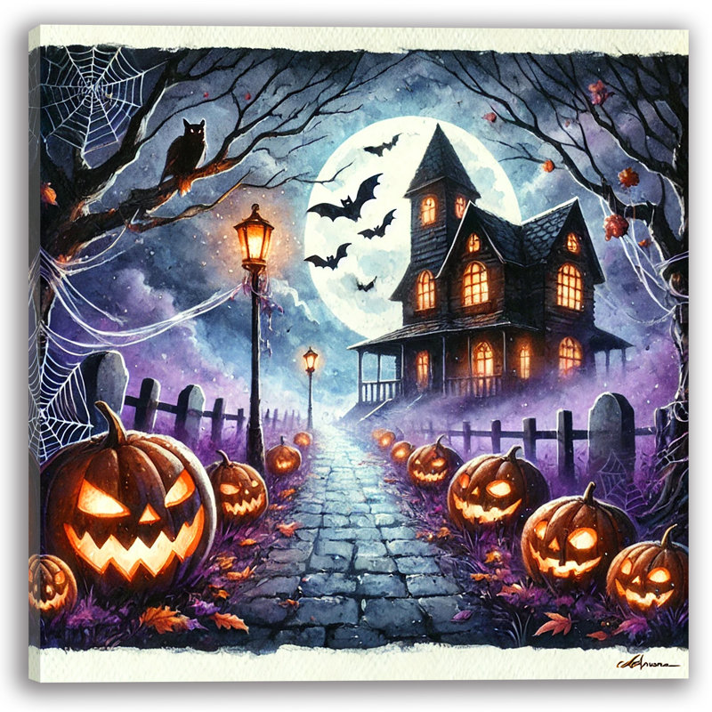 Art d'Halloween au clair de lune, H 30 po x l 30 po x P 1,5 po