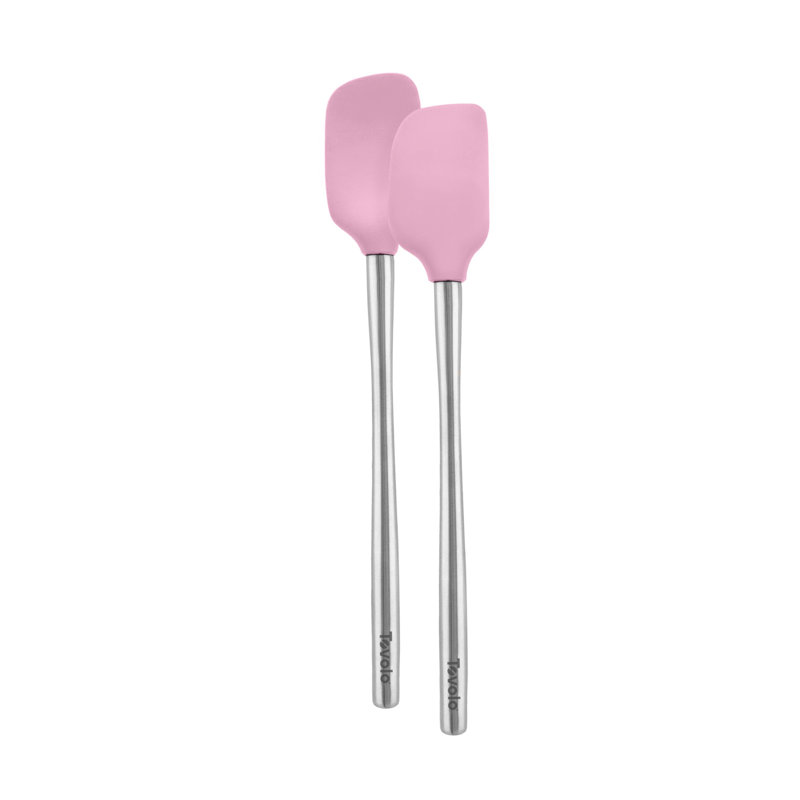 Ensemble de 2 petites spatules et cuillères en silicone Tovolo Flex-Core avec poignées en acier inoxydable, sorbet rose