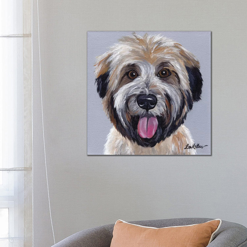 Wheaten Terrier III, H 26 po x l 26 po x P 1,5 po, Toile avec cadre noir, Pas de tapis