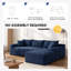 Canapé d'angle en L sans ossature et à compression de 240 cm (94,5 po), méridienne à droite, bleu