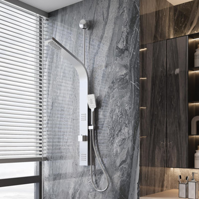 Shower Panel Tower System, Shower Trim Kit, Rainfall Waterfall Shower Head With Handheld, 2 Body Jets