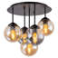 Plafonnier semi-encastré 5 lumières, luminaire semi-encastré industriel moderne avec cadre noir mat, abat-jour en verre ambre et gris fumé, 5 douilles E26, largeur 17,3 po