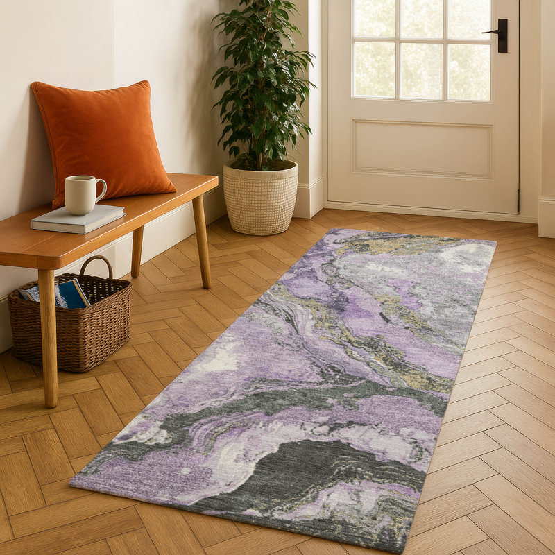 Premium Machine Washable Mayfield AMF1908 Abstract Rug, Runner 2'3" x 7'6"