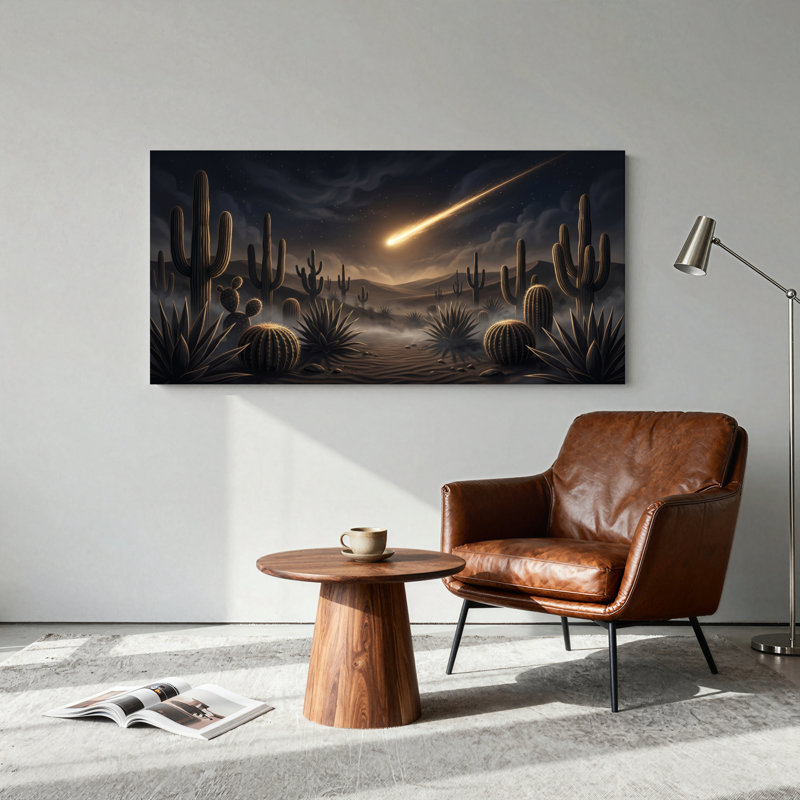 Ensemble de 1 tableau sur toile « Nuit dans le désert », L 46 po x H 24 po, Toile tendue