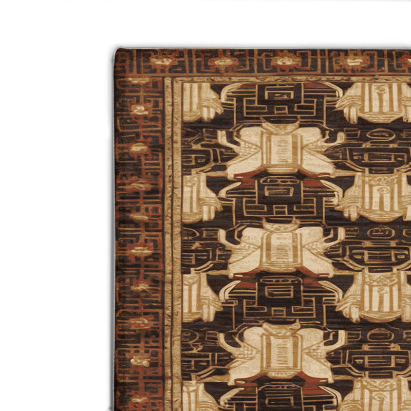 Tapis noir intérieur et extérieur ArtDeco, Rectangulaire 8 pi x 10 pi