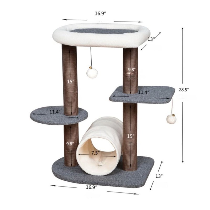 Catry 28.5" Cat Tree with Tunnel and Perches