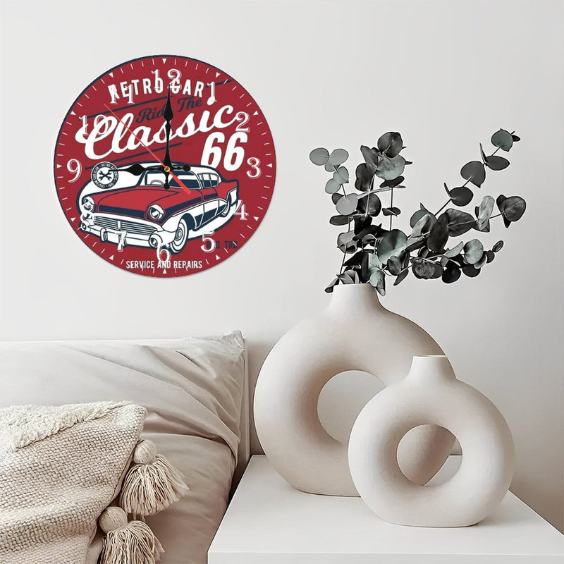 Horloge murale en bois 10 po, mouvement silencieux, à piles (piles AA non incluses), décor artistique, parfait pour les décorations