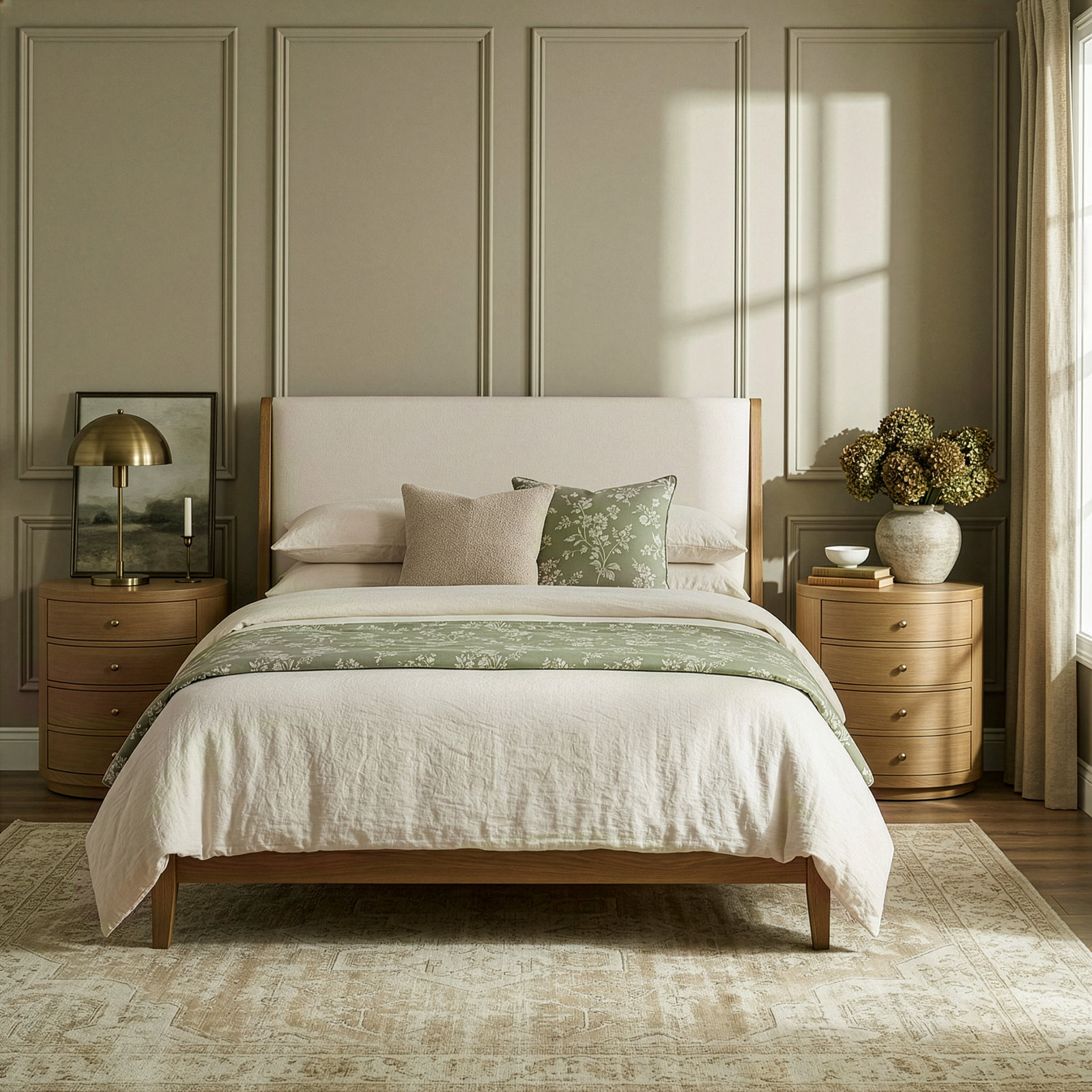 Celine 4-Drawer Acacia Nightstand, Natural Oak