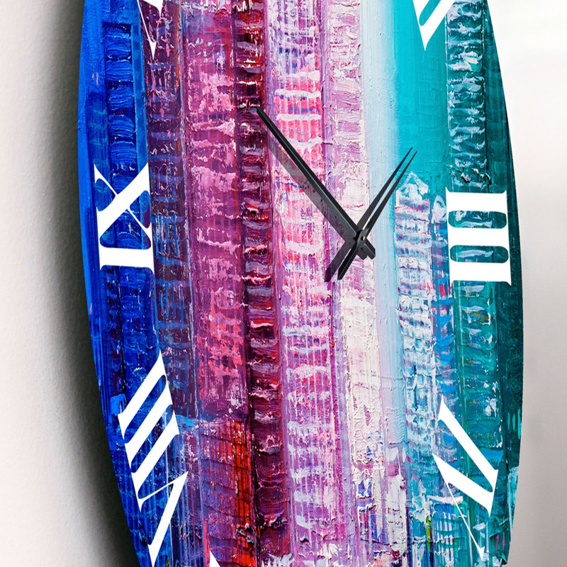 Skyscrapers, paysage abstrait de style urbain, Panorama II - horloge murale moderne, Moyenne
