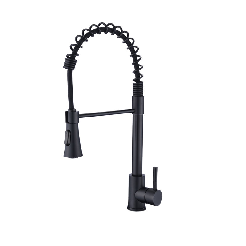 Robinet de cuisine à bec rétractable avec douchette Topcraft, Noir mat