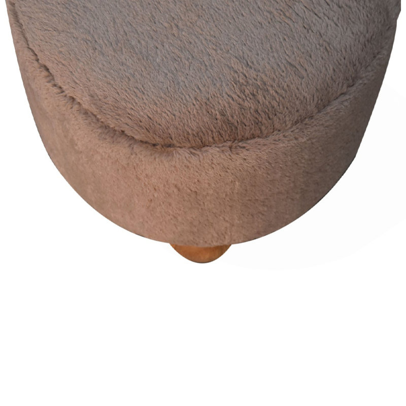 Repose-pieds rond en fausse fourrure Mocha