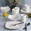 Gibson Home Zen Buffet (Service for 8) 24 Piece Plates and Bowls Porcelain Solid Colour Dishes  Ceramic Dinnerware Set - White