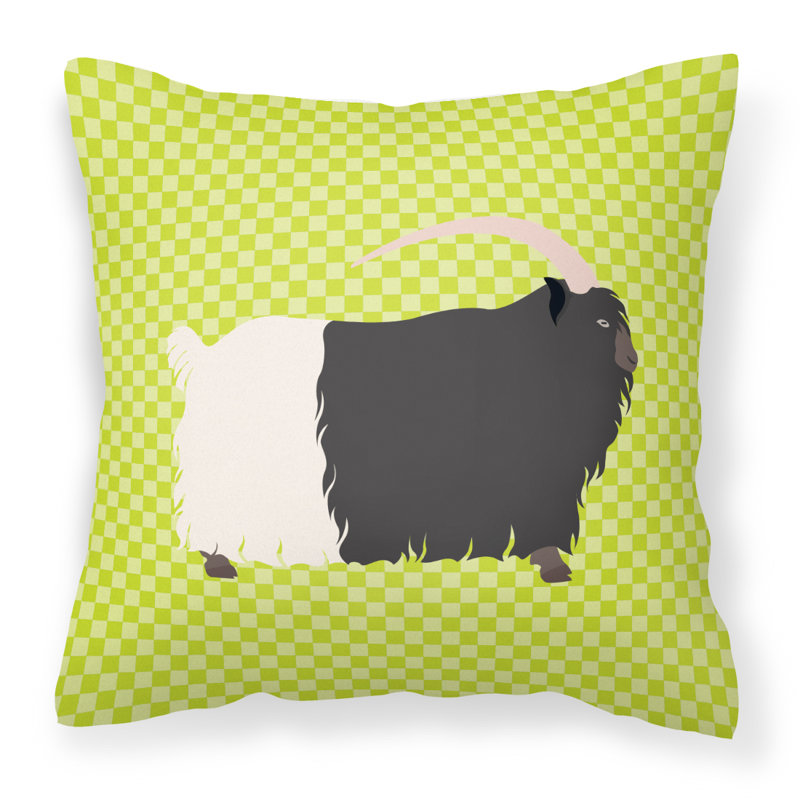 Coussin décoratif extérieur à damier de chèvre, Vert, 18 po x 18 po