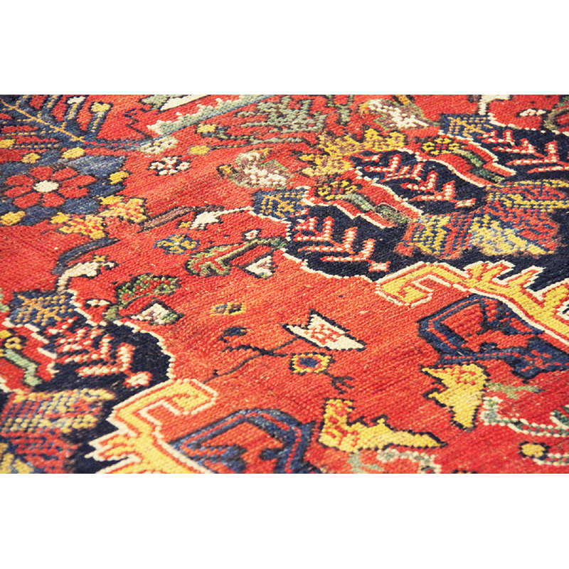 Tapis unique rouille / bleu marine en laine noué à la main de conception unique des années 2010 de 13 pi 8 po x 22 pi 2 po