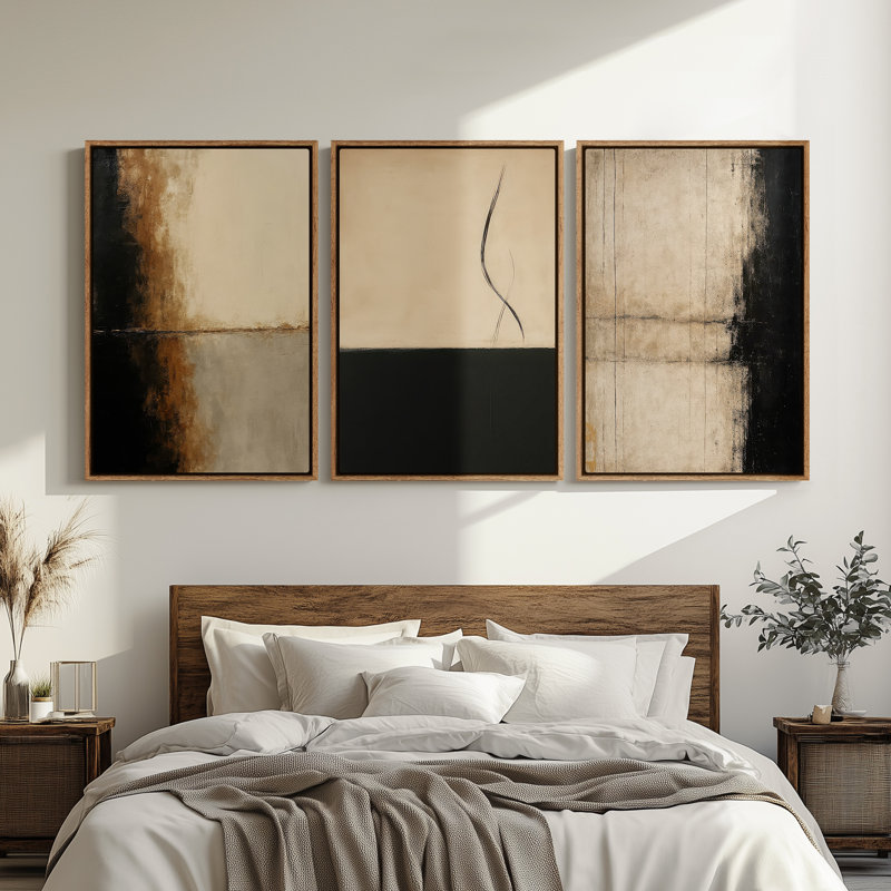 Art mural encadré sur toile, impressions murales abstraites rétro 24 "x 36", H 36 po x l 24 po, Naturel