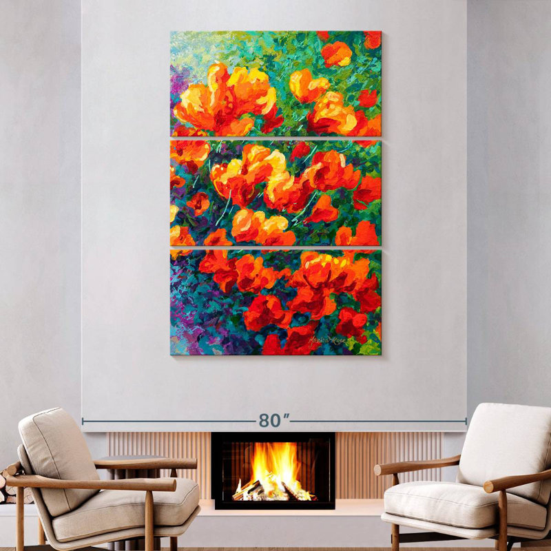 Coquelicots Harnek, Californie, orange, H 74 po x l 48 po