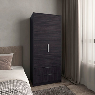Armoire Wenden, portes doubles, deux tiroirs, tringle suspendue et tablettes intérieures, garde-robe