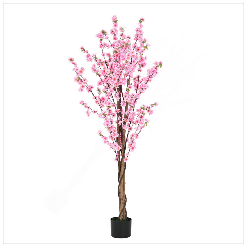 Fleur de pêcher artificielle 6 'avec pot