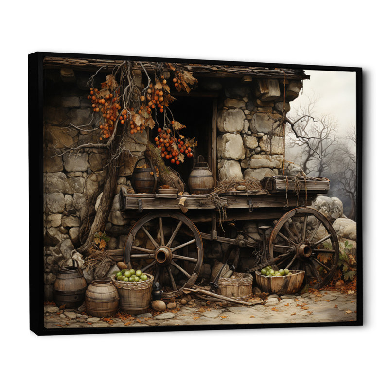 «Old Cart Cart Chronicles», reproduction sur toile, Cadre flottant noir, H 34 po x l 44 po x P 1,5 po