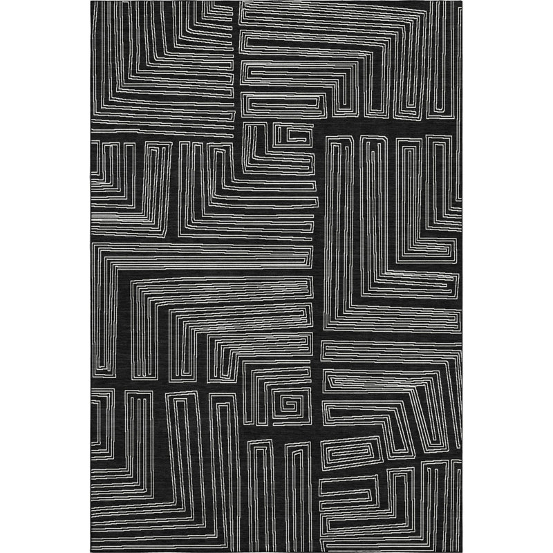 Tapis géométrique Premium lavable à la machine Harrietstown AMF1045, Rectangle 5 pi x 7 pi 6 po