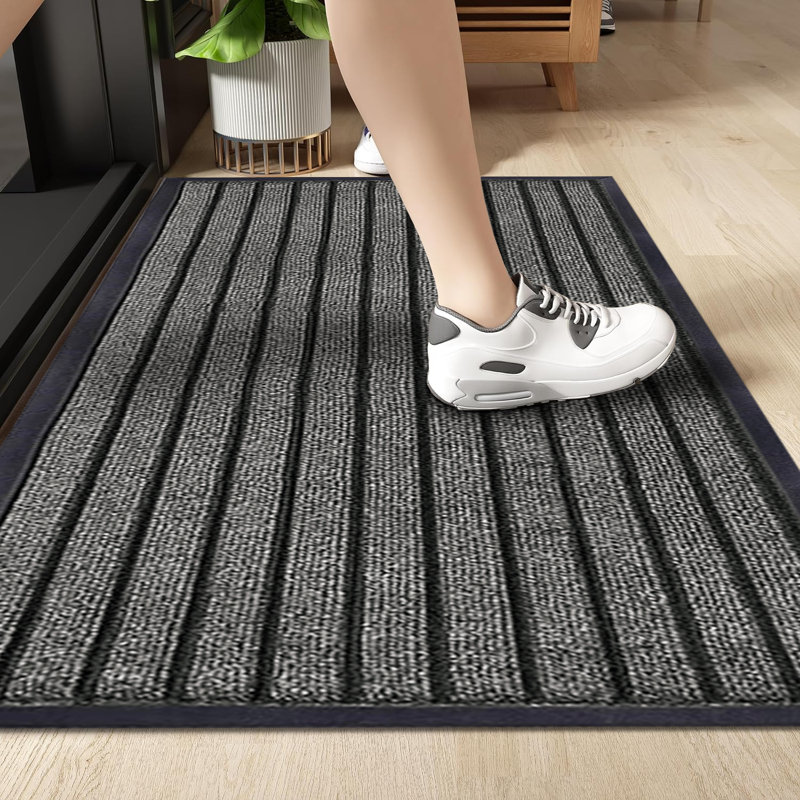 Kohner Non-Slip Indoor/Outdoor Hallway Kitchen Bedroom Rubber Door Mat, Grey, Rectangle 80 x 150 cm