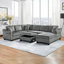 Canapé modulaire Canapé rembourré en chenille de 111,8 po en U avec repose-pieds de rangement mobile pour le salon