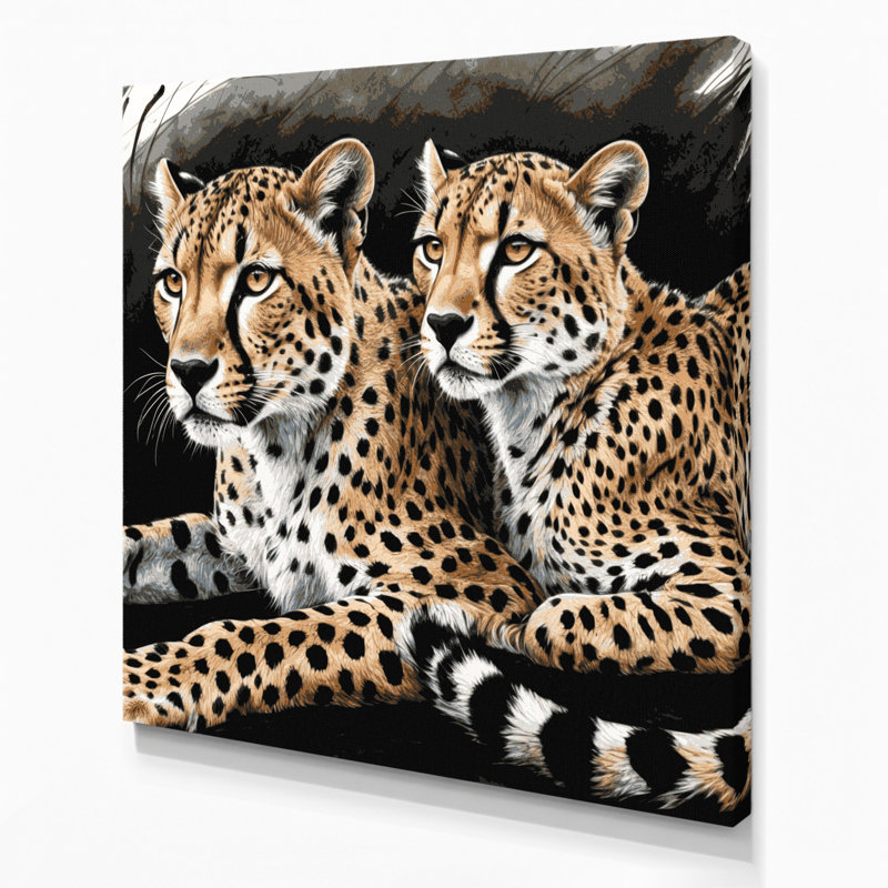 «Big Cats Cheetahs», art mural sur toile noire, H 32 po x l 32 po