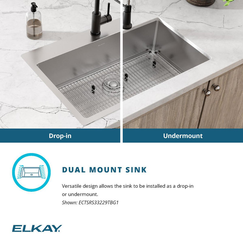 Crosstown 33" L x 22" W Dual Mount Kitchen Sink, FR2 hole