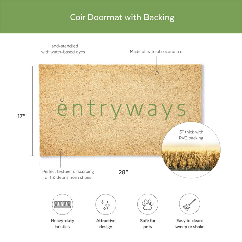 Flamingo Lagoon Outdoor Coir Doormat with Tropical Design