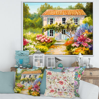«Little House on the Mountain with Flowers II», peinture sur toile