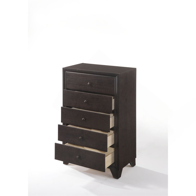 Vertical Narrow Chest, Dark Wood Space-Saving Storage Cabinet For Small Bedroom