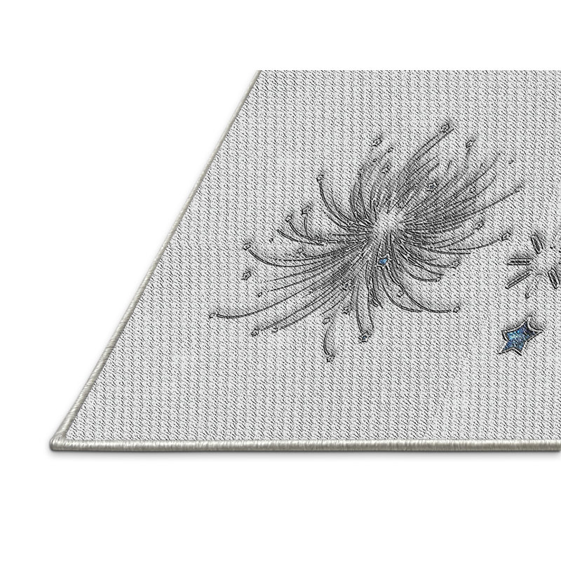 Tapis gris/zone noire à motifs, Rectangle 5 pi x 7 pi