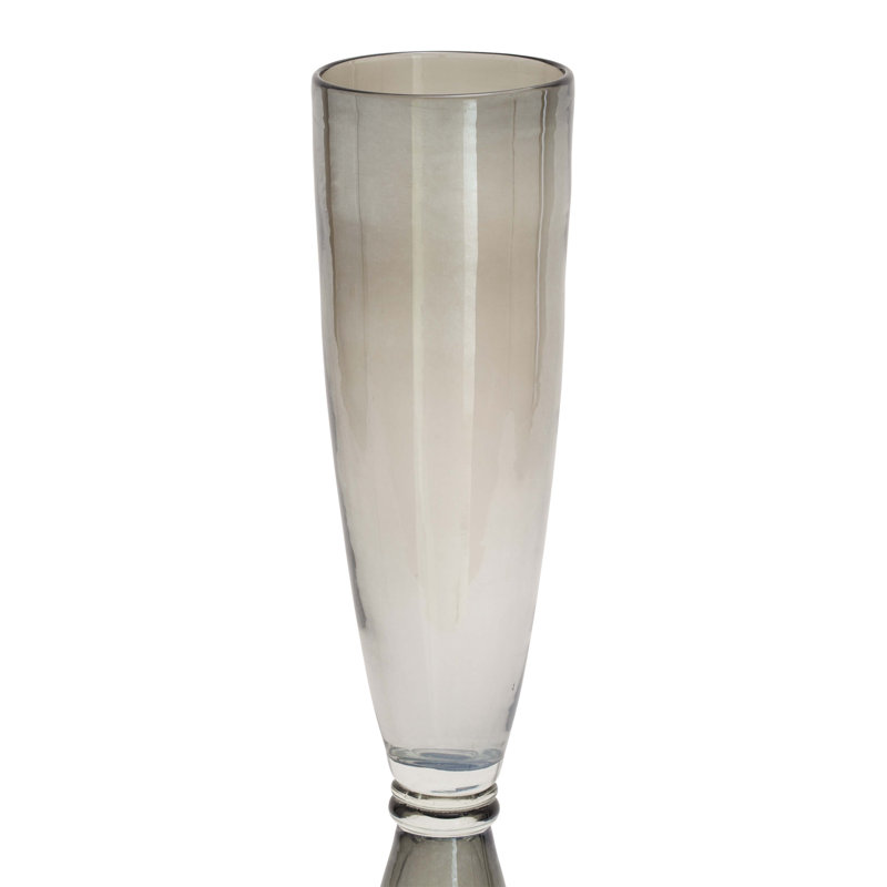 Vase de plancher en verre Boaman, Gris, H 23 po x l 6 po x P 6 po