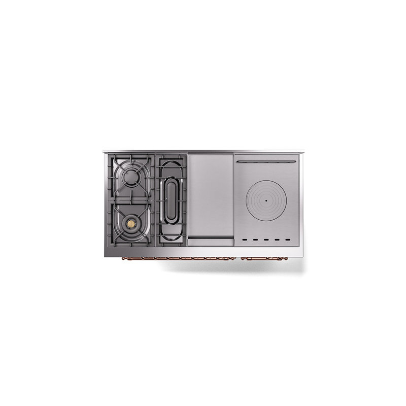 ILVE Nostalgie II, cuisinière à double combustible de 48 po, 5 brûleurs, plaque chauffante, surface de cuisson française