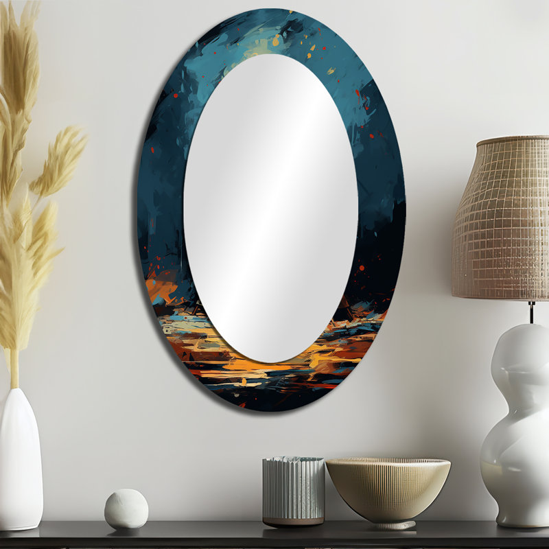 Native Tipi Journey Of The Tribes - Miroir décoratif ovale en métal sur métal, 36 po x 24 po