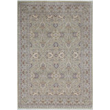 Wool Oriental Area Rug in Light Green/Wine