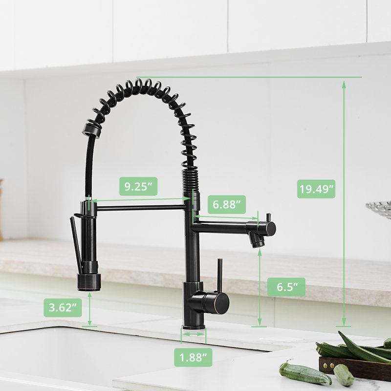 Kitchen Faucet With Pull Down Spray, Oil-Rubbed Bronze Finish, Single Handle Lever, 360 Degree Rotation, Ceramic Filler, Contemporary Commercial Sink Pull-Down , Bronze, Single, Modern Appliance