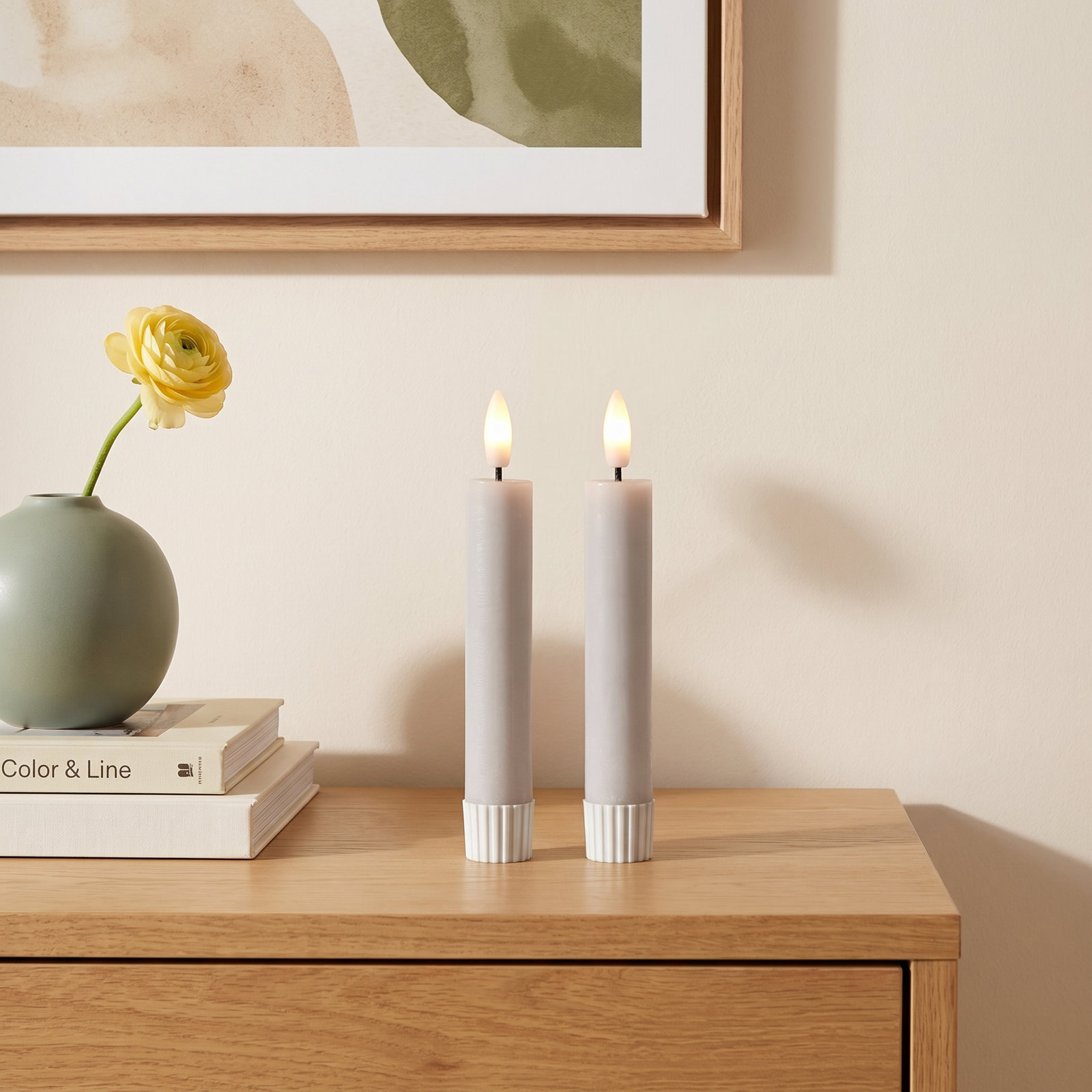 Flameless Taper Candle, Pink