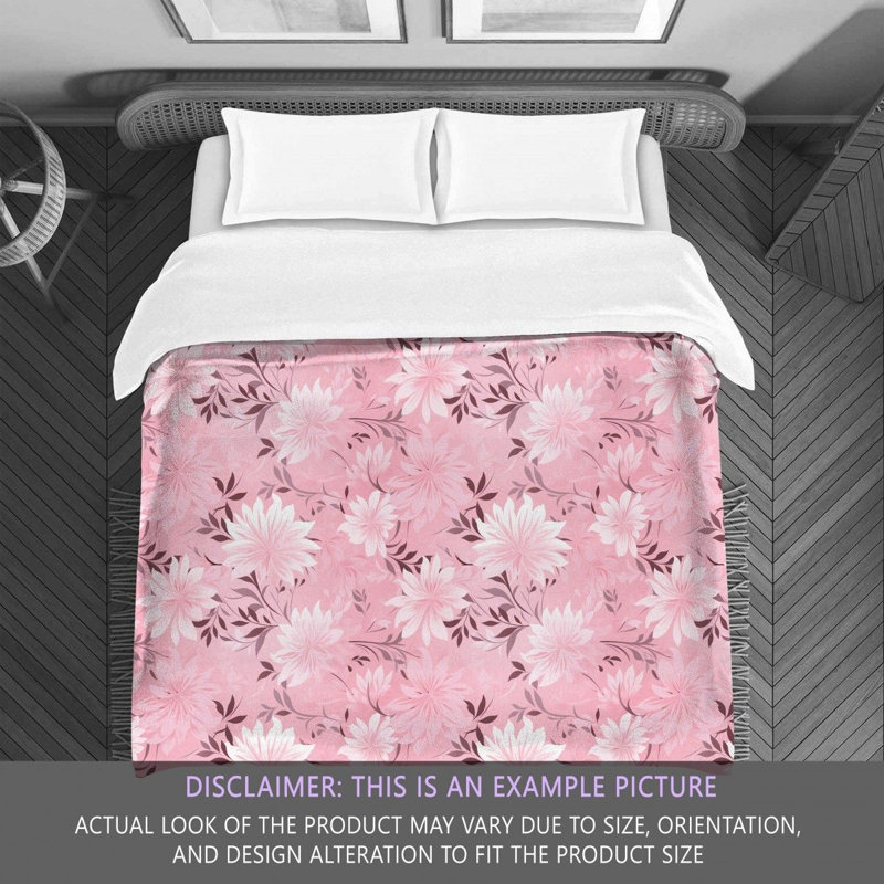 Polyester Floral Comforter, Twin Extra Long Comforter, Pink/White
