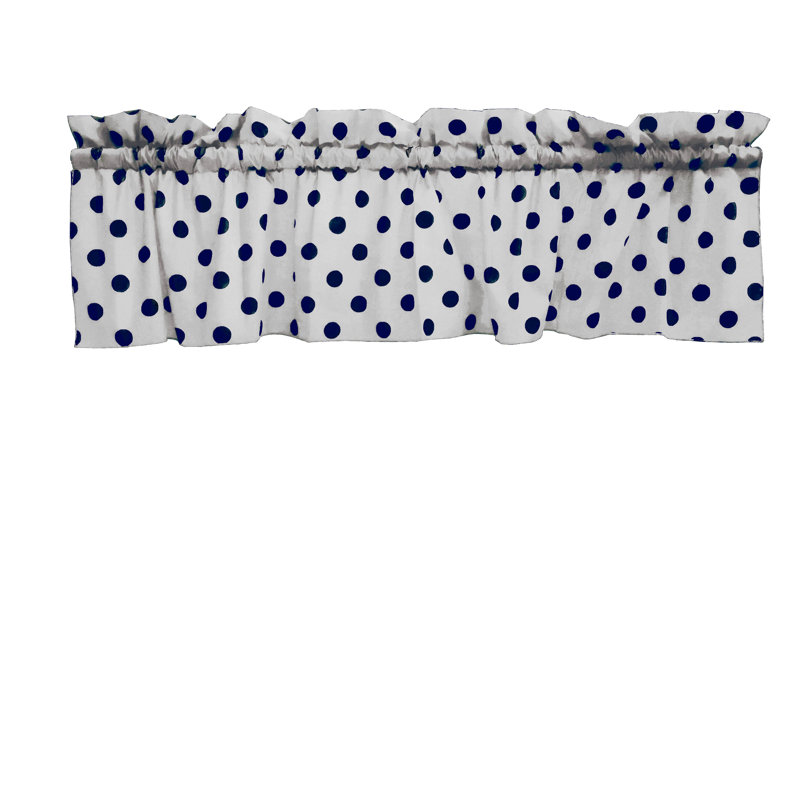 Chrisman Cotton Blend Polka Dots Tailored Window Valance, 58" W x 24" L, White/Navy