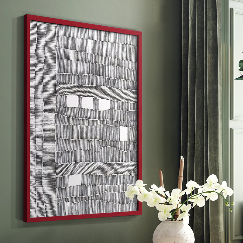 «Tedious I», reproduction encadrée - bois massif, H 10 po x l 8 po, Rouge