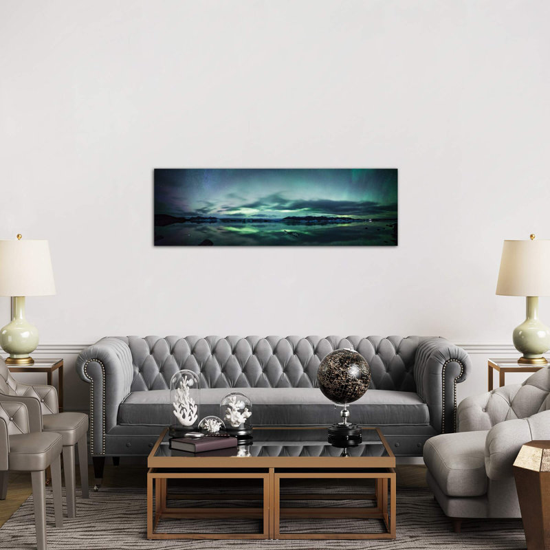 Aurora Borealis Panorama, Iceland by Matteo Colombo - Wrapped Canvas Panoramic Print, 152.4 cm H x 50.8 cm W x 3.175 cm D