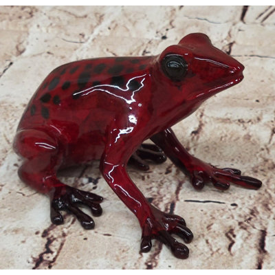 Red  Black Poison Dart Tree Frog Bronze Sculpture Figurine Signed  Numbered Collectible