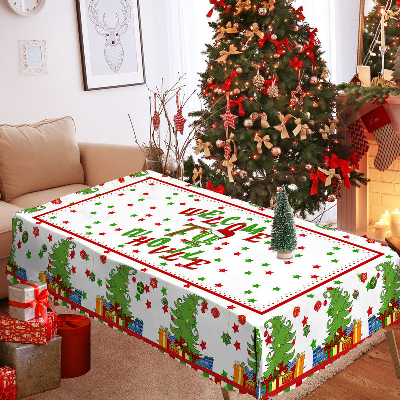 Nappe lavable en polyester motif bonhomme de neige pour décoration de Noël, L 86,6 po x l 59,8 po