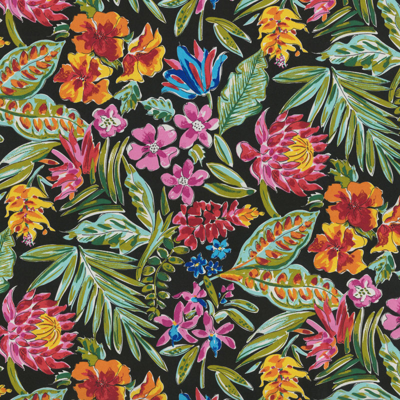 Tropic Floral Black and Multicolor Deep Seat Cushion Set