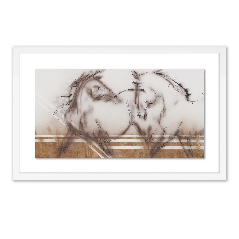 Two Horses Print by Donna Bernstein, 15" H x 24" W x 1.5" D, White