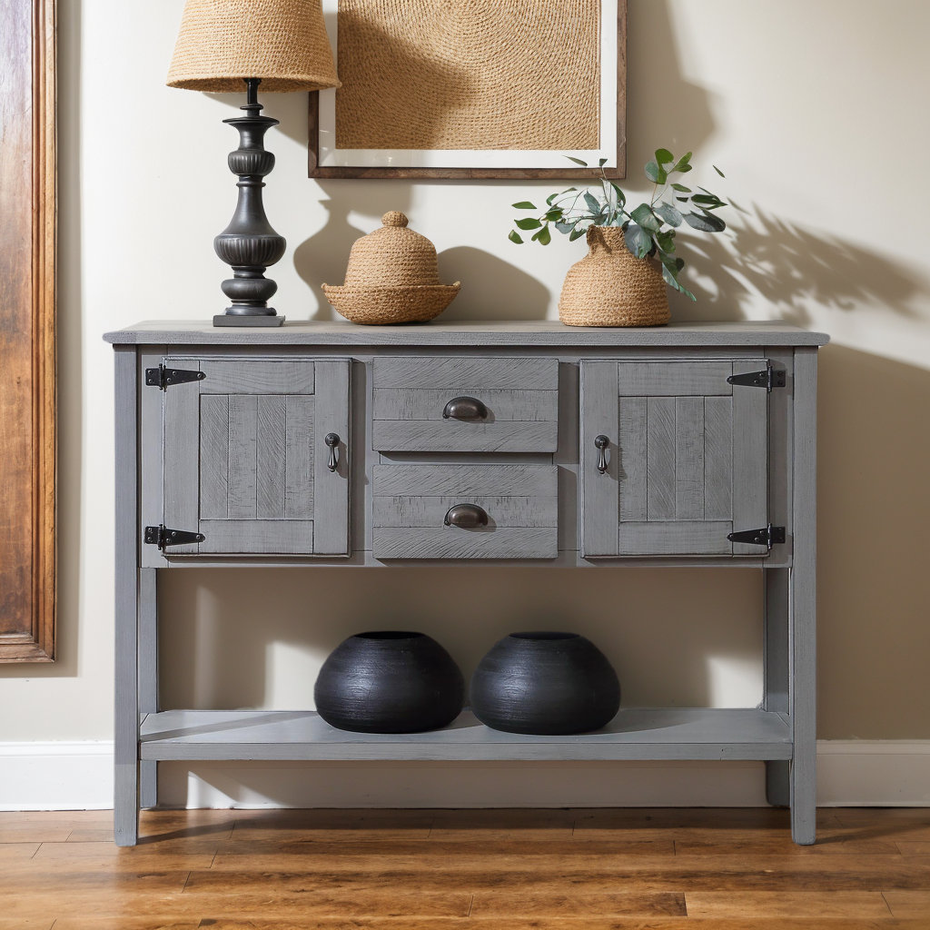 Gracie Oaks 48'' Console Table With 2 Drawers & Cabinets, Wood Storage ...