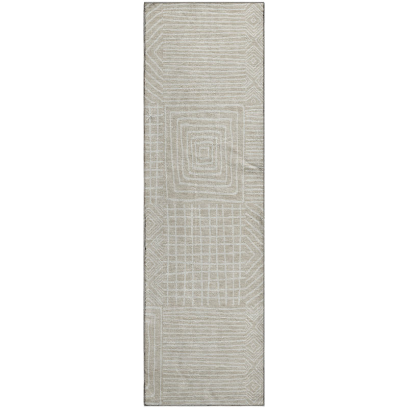 Premium Machine Washable Corry AMF1044 Geometric Rug, Runner 2'3" x 7'6"