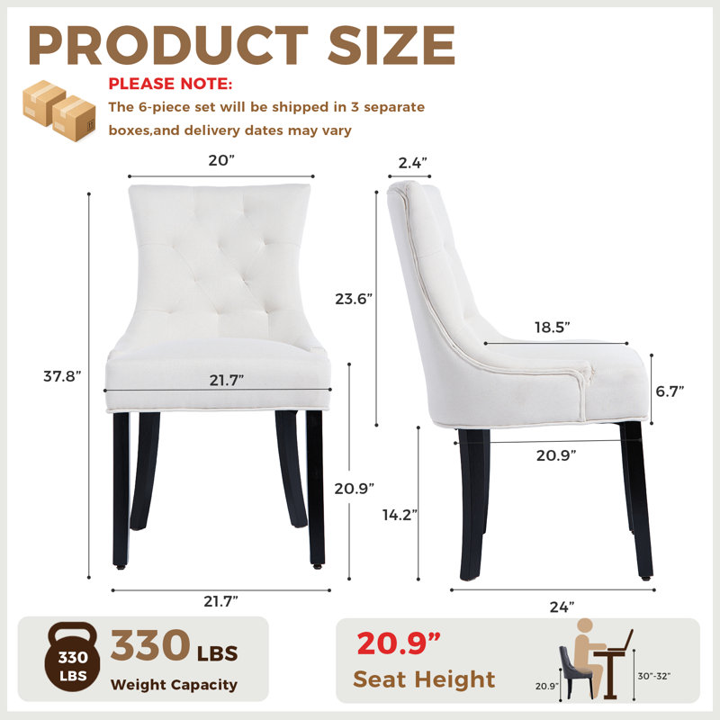 Ensemble de 4 chaises de salle à manger rembourrées Modern, Beige